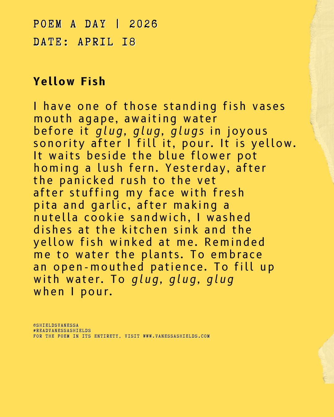 POEM A DAY – April 18 – VANESSA SHIELDS