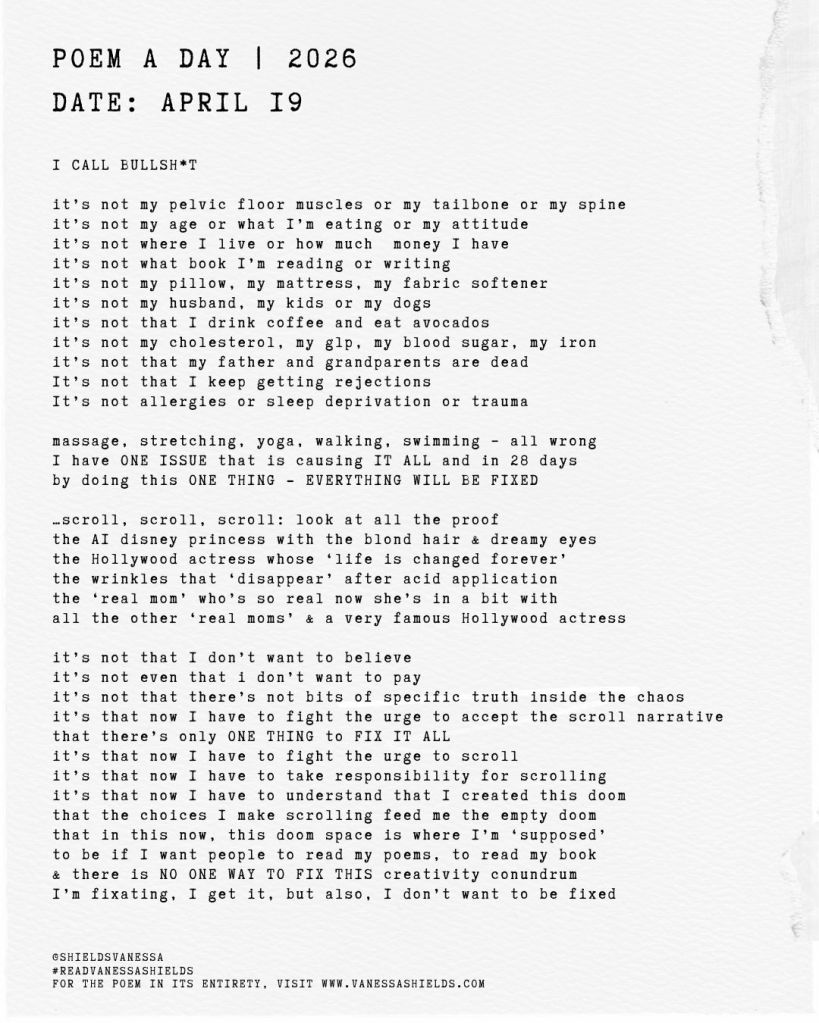 POEM A DAY – April 19 – VANESSA SHIELDS